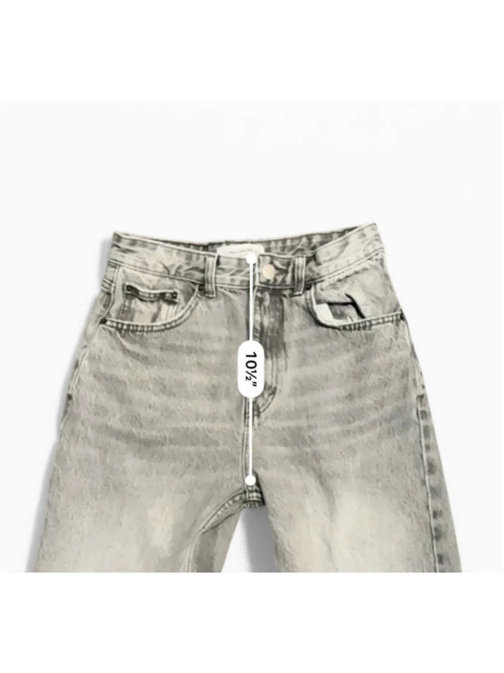 Pull & Bear Women's Acid Wash Gray Straight Leg Raw Hem High Rise Sz 2 - Picture 4 of 10